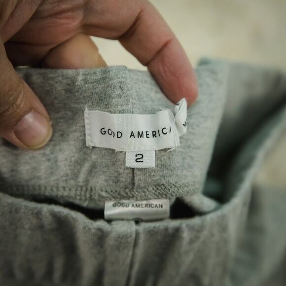 Good American 2 Size Medium M Leggings Heather Gray Pull On Stretch Cotton - Picture 3 of 5